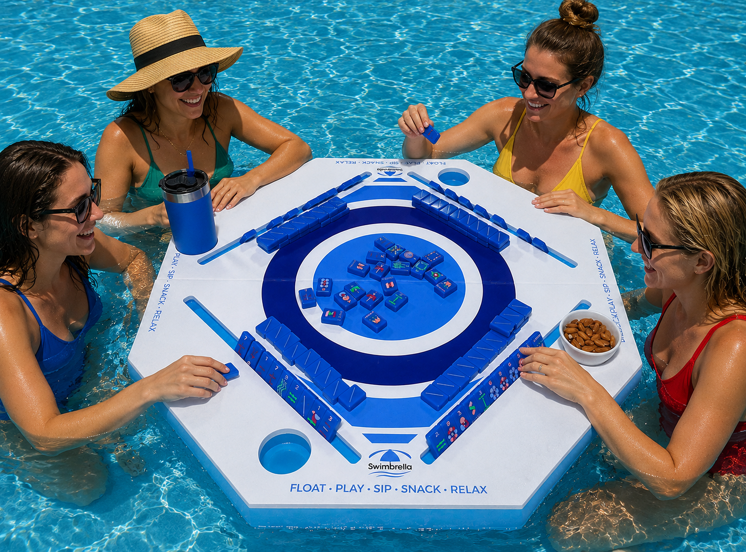 Swimbrella™ Floating Game Table – Mahjong, Cards, Dominoes & More