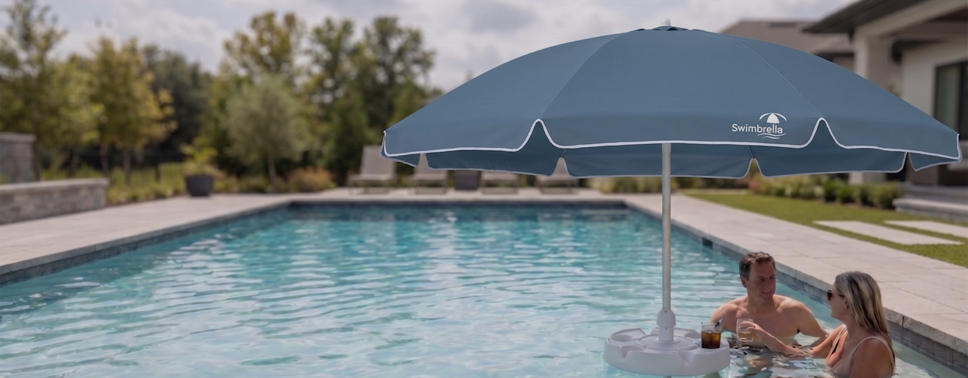 floating umbrella for patio Swimbrella Pool with Table style umbrella 10 Ft. Solar Power Lighted