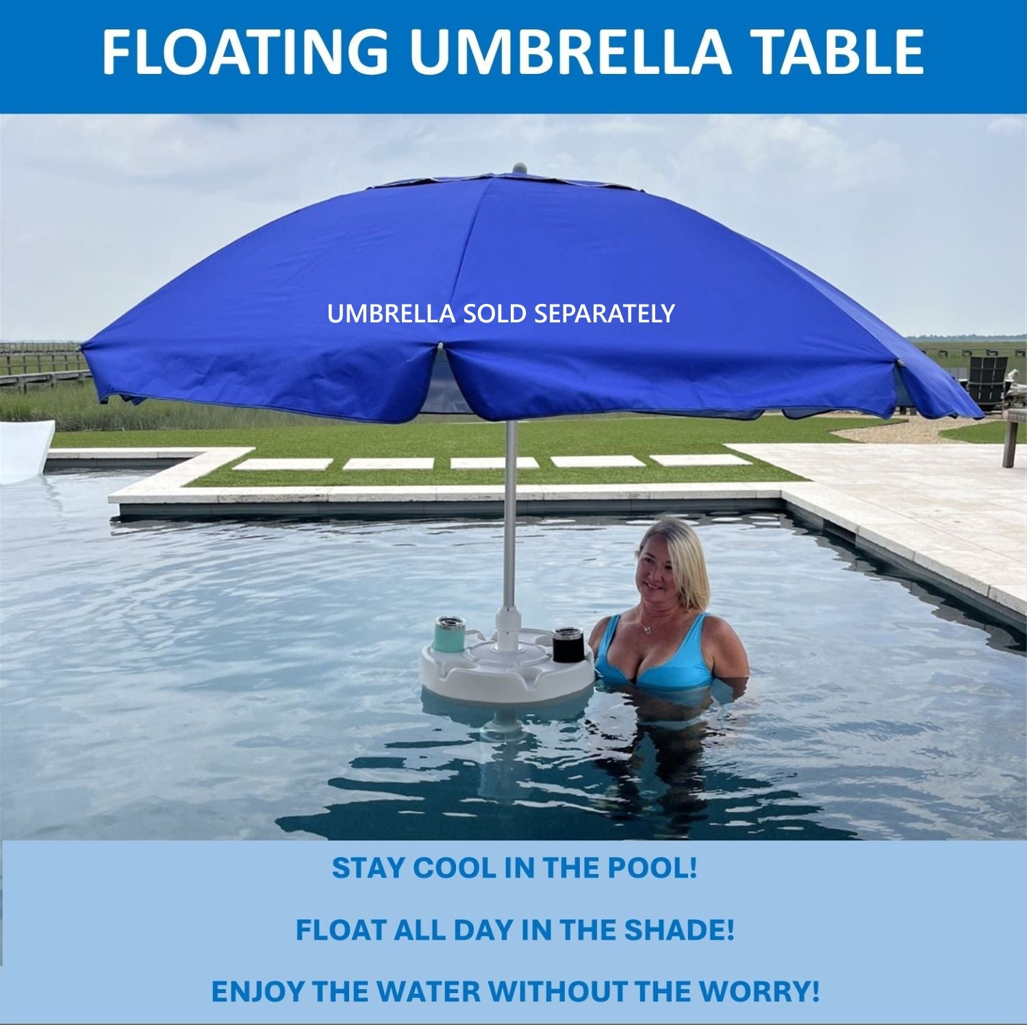 Swimbrella™ Floating Table & Umbrella Stand for Pools (Table Only)