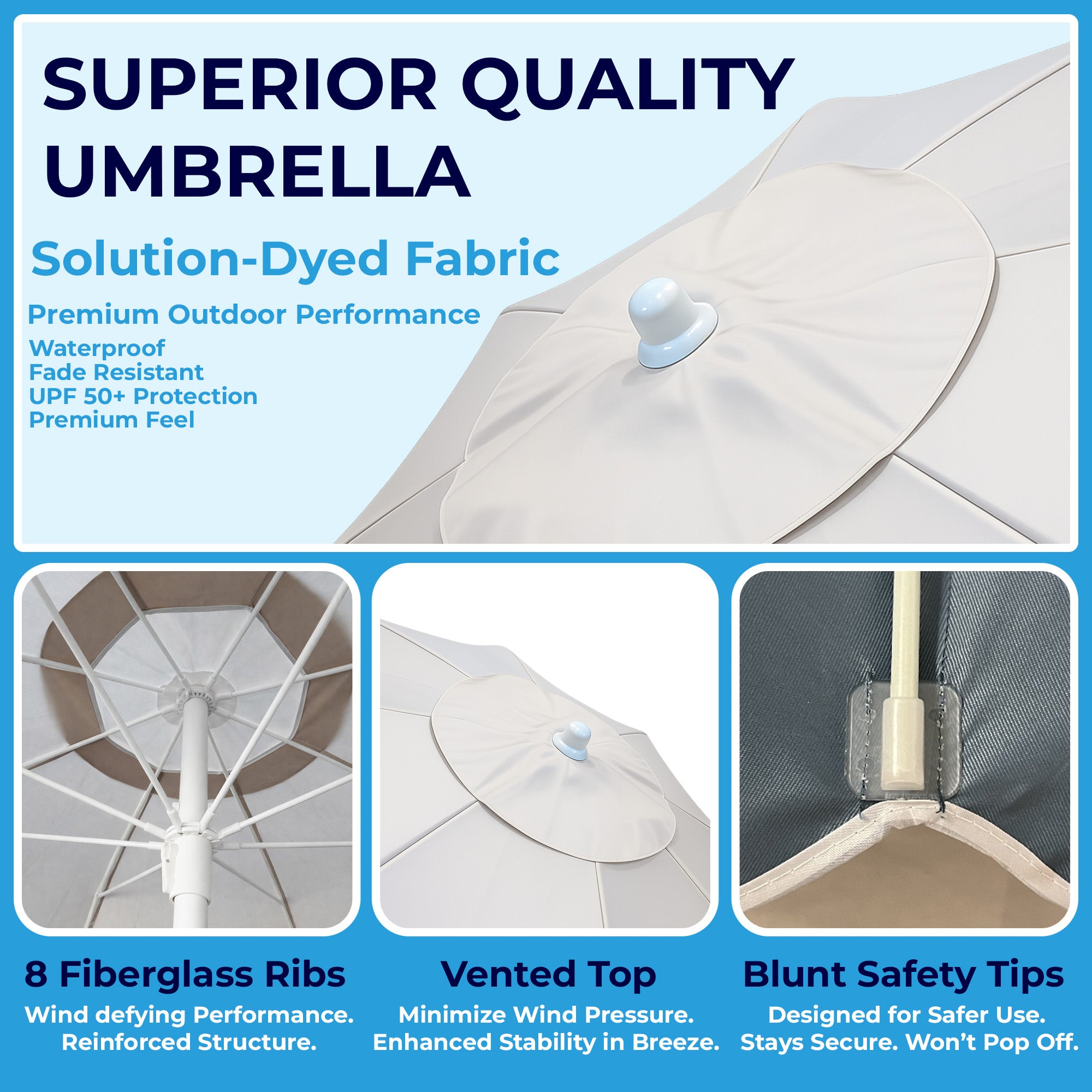 Swimbrella floating pool umbrella fabric and frame features