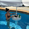 Demonstration of Swimbrella floating umbrella features including table and cup holders
